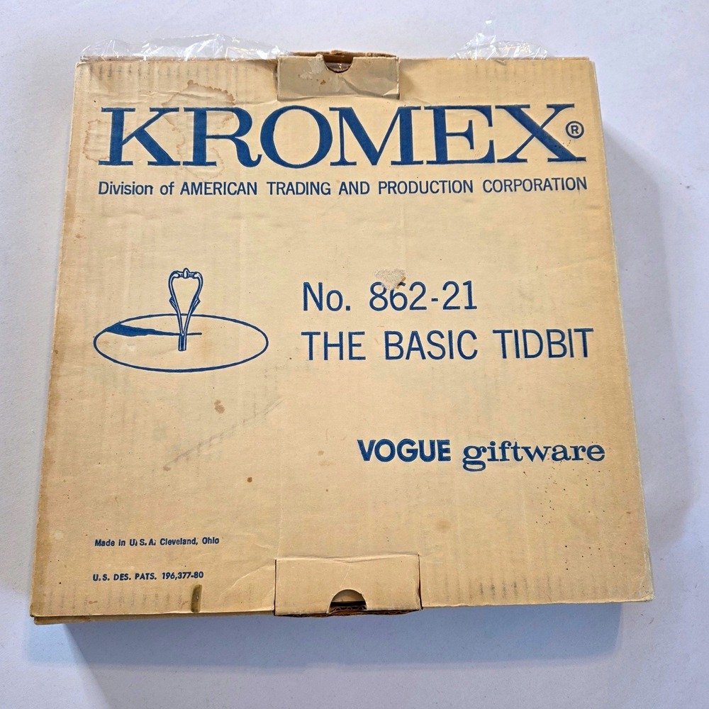 Vtg Kromex No 862-21 The Basic Tidbit Tray Vogue Chrome Serving Stand New in Box - Picture 5 of 10